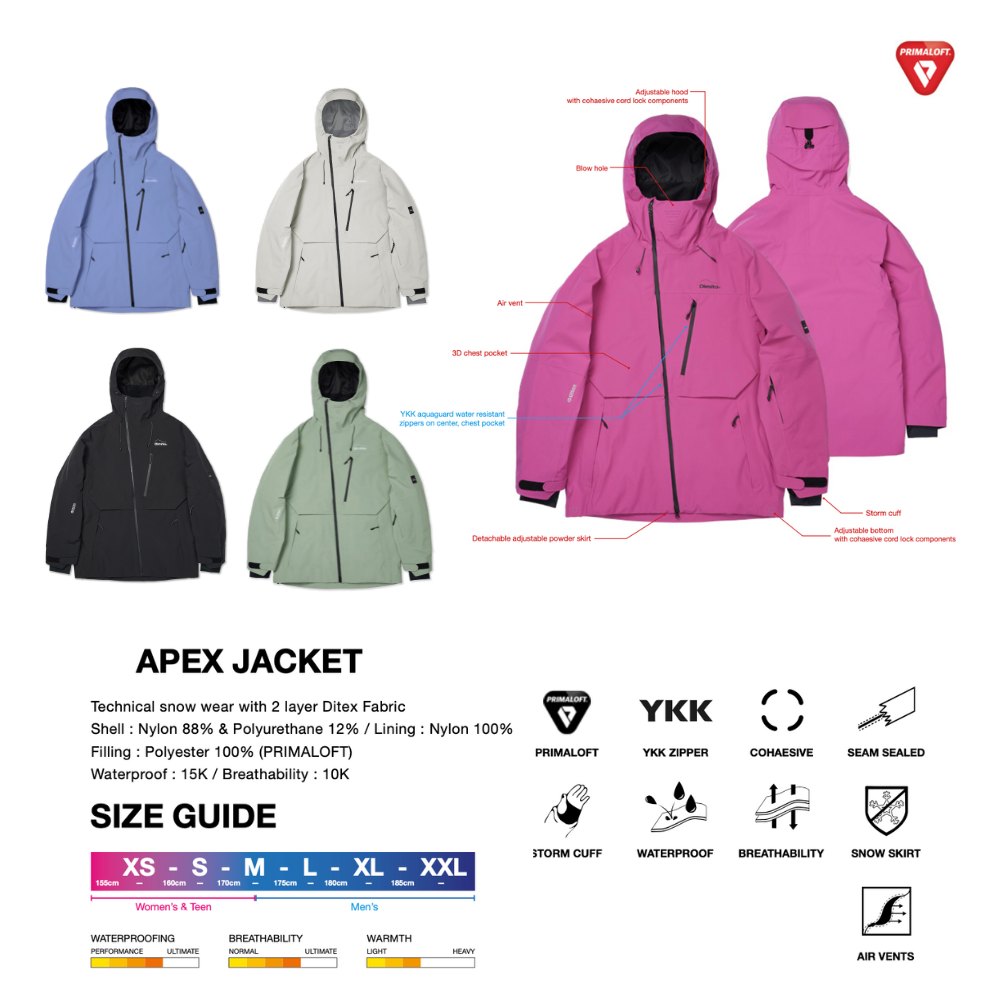 DIMITO APEX JACKET ウォータープルーフ 防水 パーカー アウター 