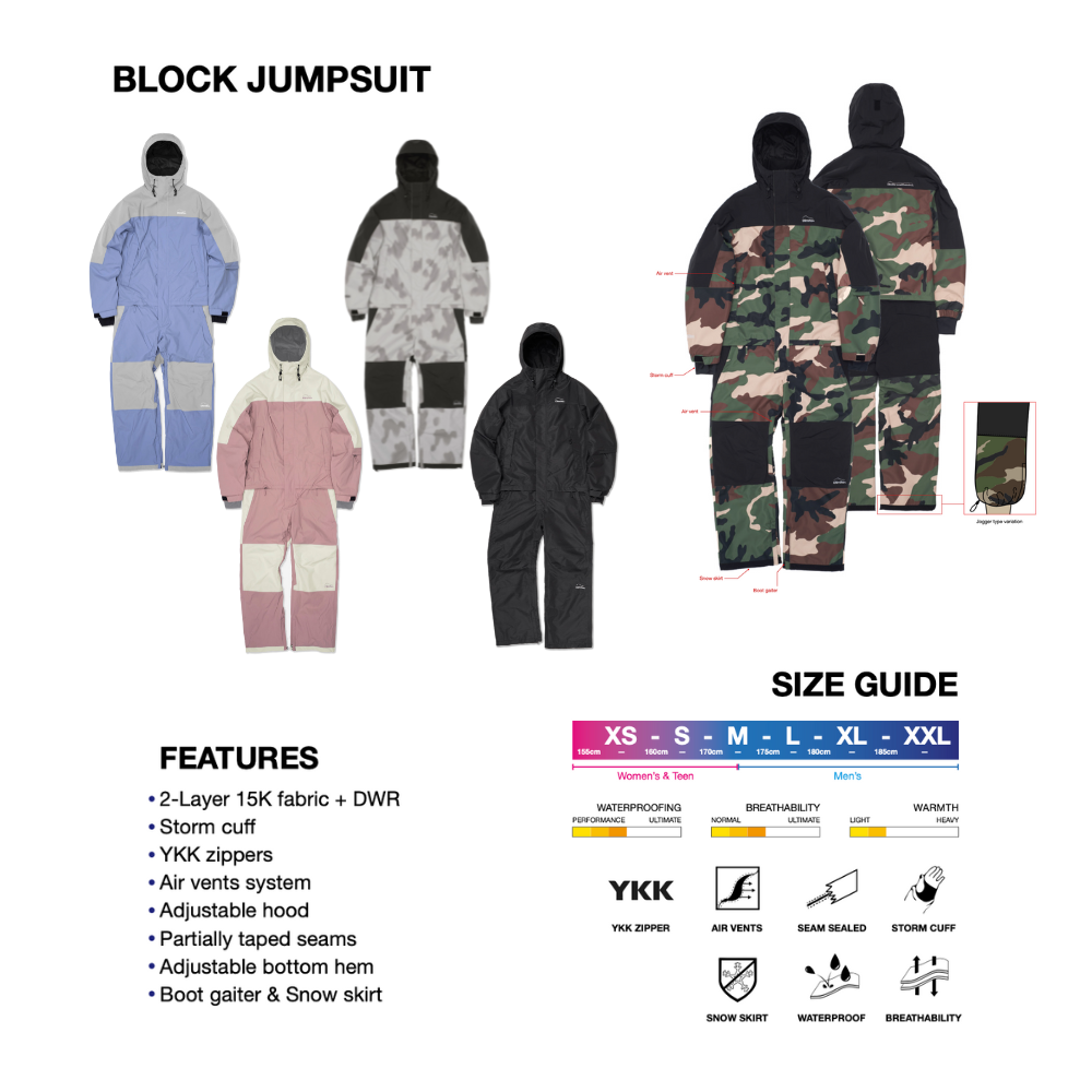 DIMITO BLOCK JUMPSUIT 防水 ジャンプスーツ メンズ レディース キッズ