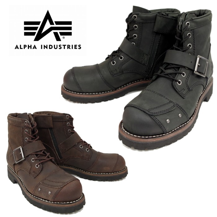ALPHA INDUSTRIES バイカーブーツ　25.0ブラック　新品未使用 ALPHA INDUSTRIES バイカー ブーツ 25.0 ブラック ALPHA INDUSTRIESの