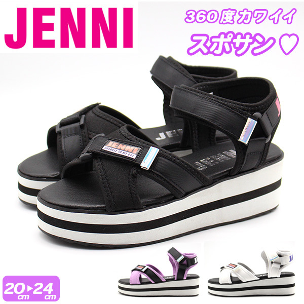 JENNI サンダル キッズ ジュニア 子供 靴 スポーツサンダル スポサン 女の子 黒 ブラック 紫 パープル ラベンダー 白 ホワイト 厚底  おしゃれ ジェニィ 22SS006 :22ss006:フットワン Footone - 通販 - Yahoo!ショッピング