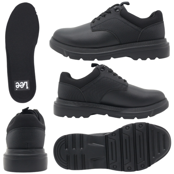 Lee（リー） スニーカー メンズ 靴 黒 ブラック 本革 歩きやすい 履き