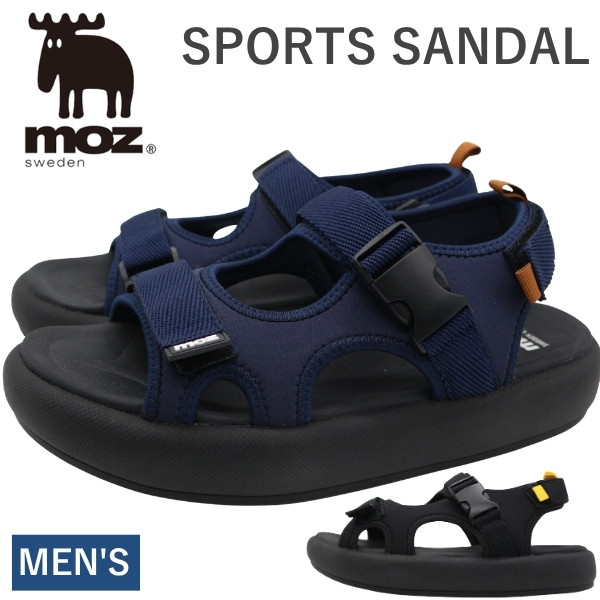 moz（モズ） サンダル メンズ スポーツサンダル 厚底 軽量 軽い 黒