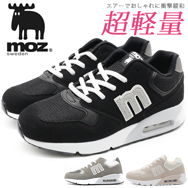 モズ moz スニーカー レディース 靴 黒 ブラック グレー ピンク 軽量 軽い 人気 エアー 厚底 ウォーキング MZ-9023  :mz9023:フットワン Footone 通販 