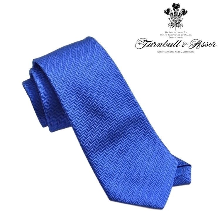 Turnbull & Asser ネクタイ ネイビー Navy and Light Blue Striped Zigzag Silk Tie – Turnbull & Asser