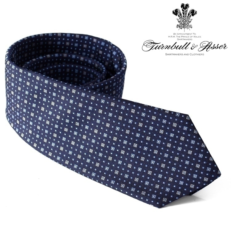 Turnbull & Asser ネクタイ ネイビー ターンブル＆アッサー（TURNBULL&ASSER） イギリス製 シルク ネクタイ