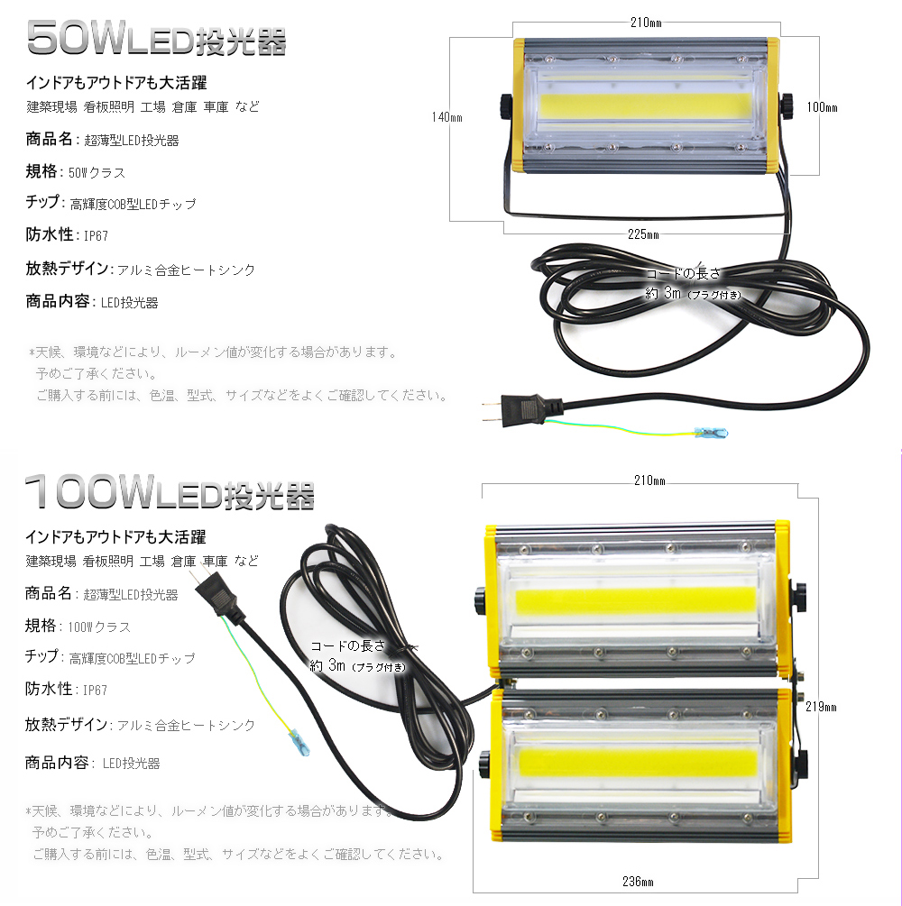 投光器 led 屋外 防水 150W 2400W相当 24000lm 二代目 EMC対応 業界