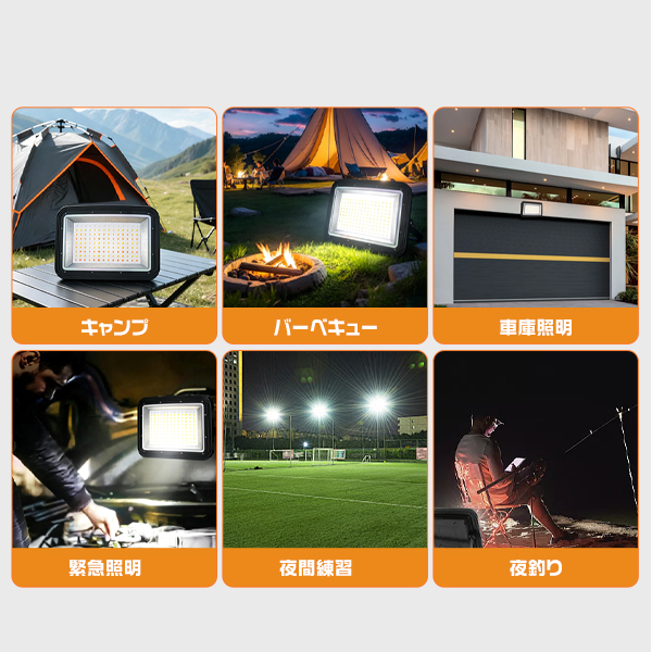 LED充電式投光器 500W 46800LM 弧面超広角発光 ソーラー USB充電 無段階調光 折りたたみソーラーパネル 残量デジタル表示 防塵防水 IP66 3年保証 4台 |  | 15