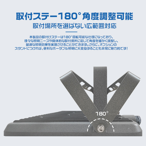 新型2代目 [2個入り]極薄LED投光器 100W 正圧排気弁付き 85V-265V 19600lm 屋外防水 160°広角照射 角度調整 IP67 高輝度 高効率 省エネ PSE PL保険 2年保証 | ブランド登録なし | 09
