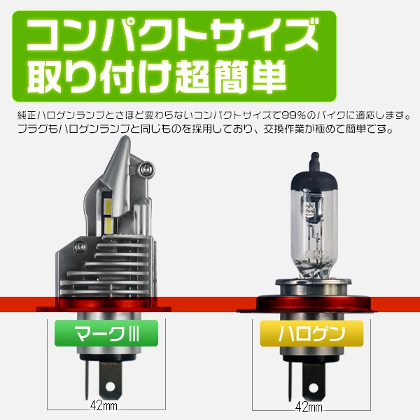 H4 Hi/Lo バイク用 ledヘッドライト 8000LM ワンタッチ取り付け 0.72mm極薄基盤 正規品 6500K LEDバルブ 1灯 ZDM | ブランド登録なし | 04