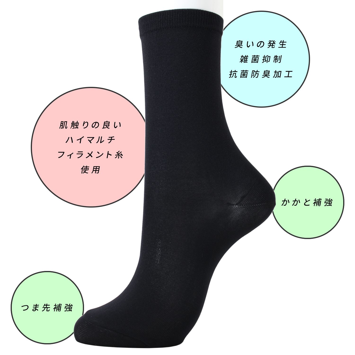 ★【専用】30足 新品 日本製 / 抗菌・防臭加工 ルーズソックス 楽天市場】日本製 ハーフ丈ソックス 吸水速乾・抗菌防臭加工