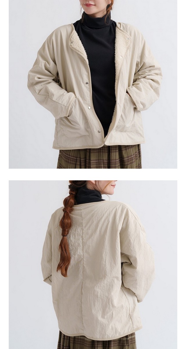 アウター コート 裏ボア リバーシブル 撥水加工 ショート レディース