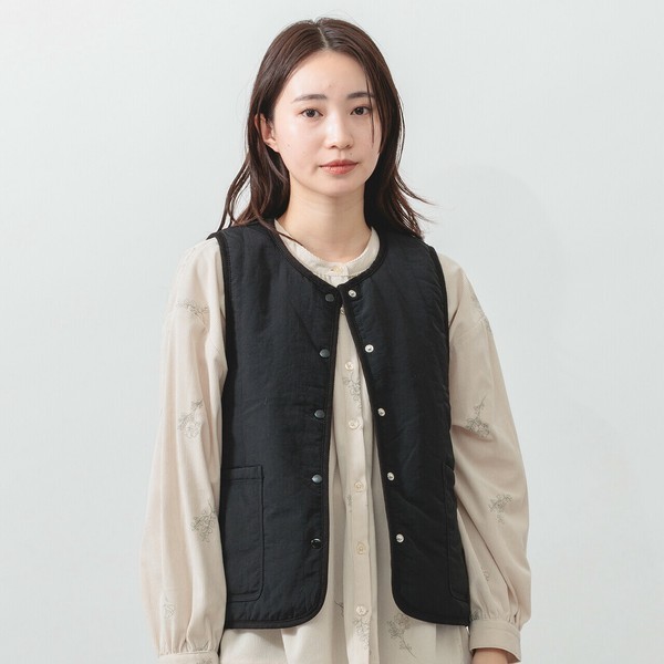 m.m.o 撥水ワッシャー×ボアリバーシブルベスト ナイロン ボア 前ボタン