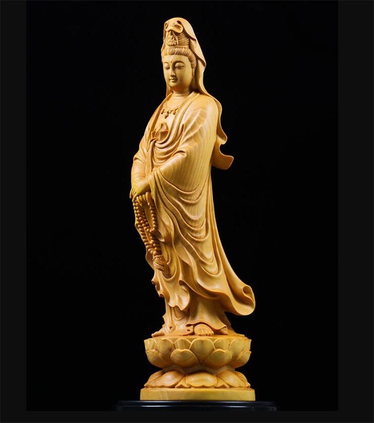 仏像 彫刻 美術品 置物 木造 木彫 開運縁起物 オブジェ黄楊ヒメツゲ 