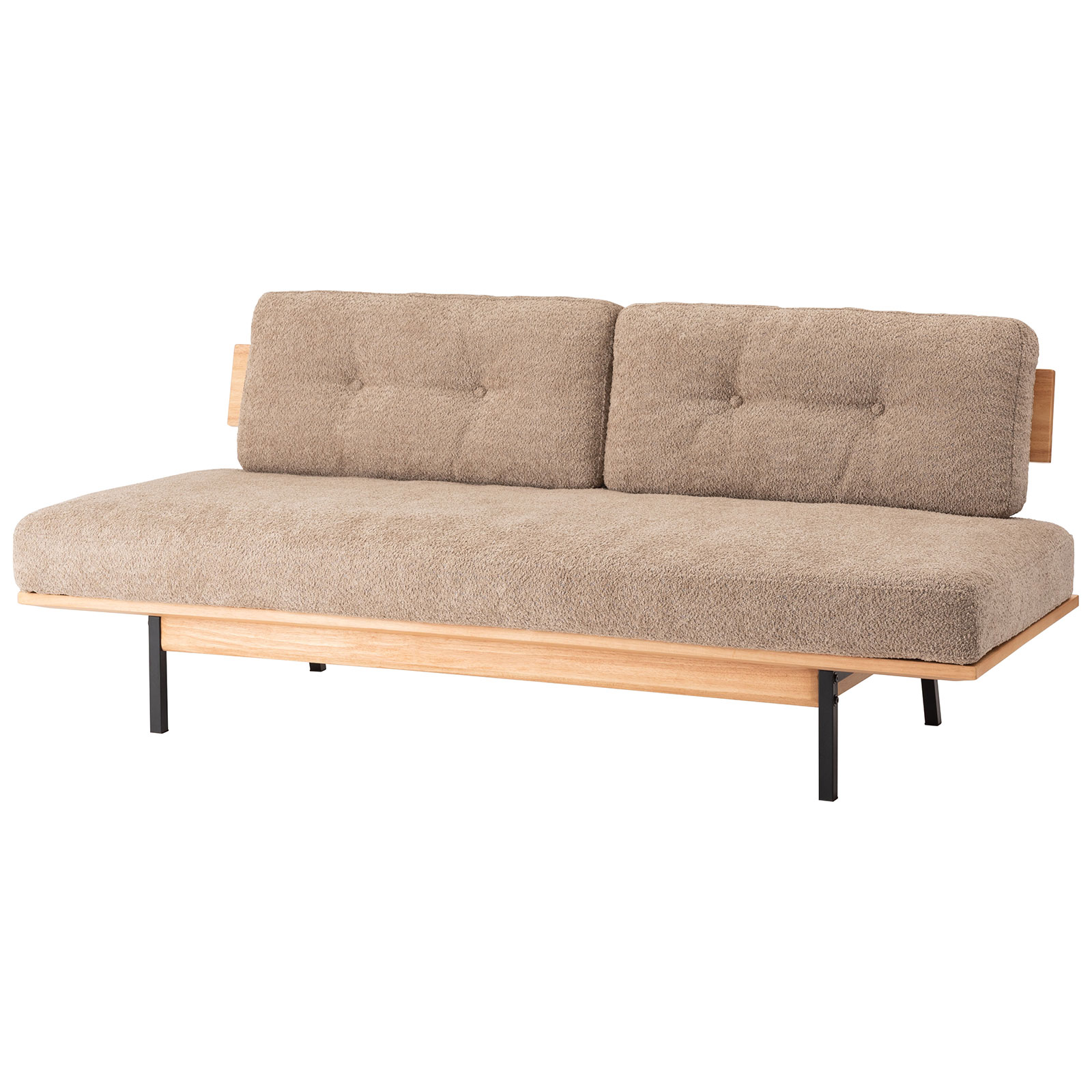 ソファー 幅182cm 3人掛け ダイニングソファ アームレス 肘掛けなし スチール脚 ブークレ 大型 ワイド おしゃれ 北欧 ナチュラル ベージュ グリーン form 東谷 | 東谷 | 01