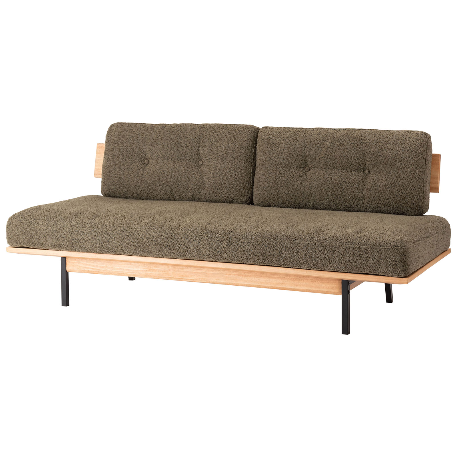 ソファー 幅182cm 3人掛け ダイニングソファ アームレス 肘掛けなし スチール脚 ブークレ 大型 ワイド おしゃれ 北欧 ナチュラル ベージュ グリーン form 東谷 | 東谷 | 02