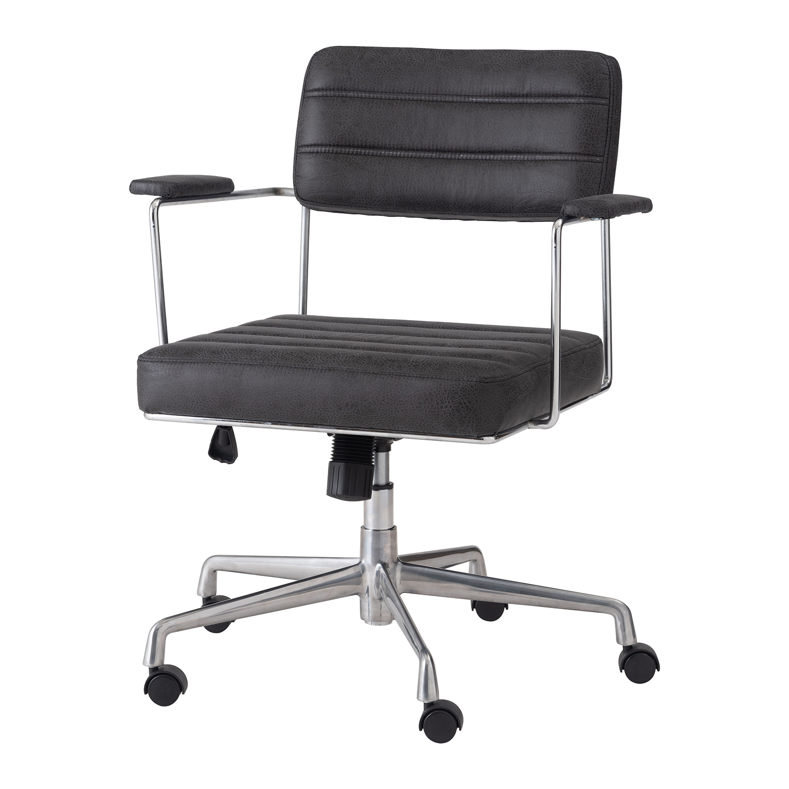 デスクチェア 回転式 360度 昇降機能 キャスター チェアー 椅子 イス レザー 合皮 おしゃれ ロッキング 肘掛け付き 肘付き 黒 ブラック ブラウン form 東谷 | 東谷 | 01