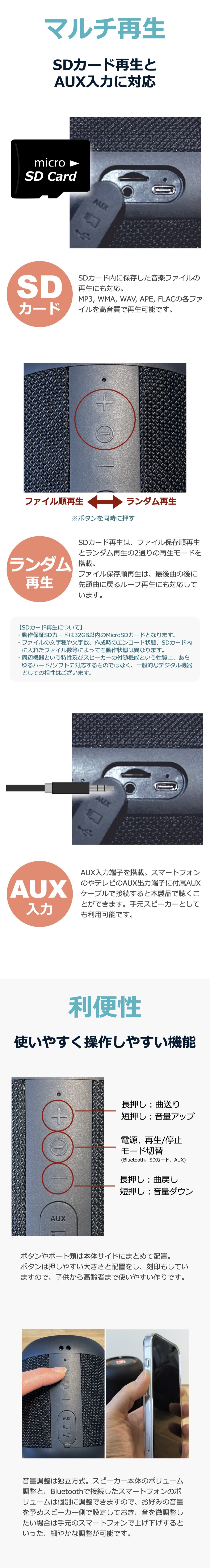 40s (2台セット) Bluetooth スピーカー 小型 防水 高音質 防塵
