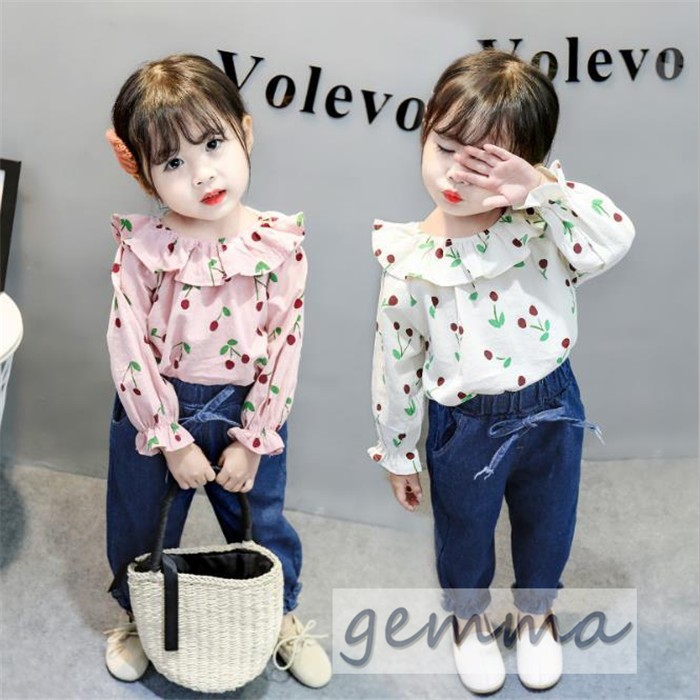 女の子 セットアップ 可愛い 0 1 2 3歳 子供服 トップス シャツ 長袖 デニムパンツ ロング丈 薄手 綿 春秋 2色 幼稚園 70cm100cm ニコニコショップ 通販 Yahoo ショッピング