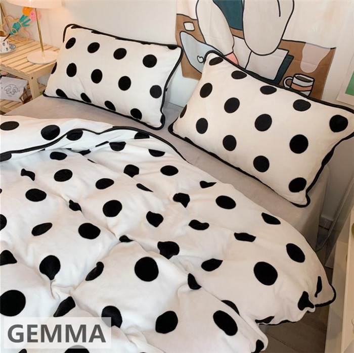 布団カバー 4点セット ベッドカバー ドット 水玉 ふわふわ