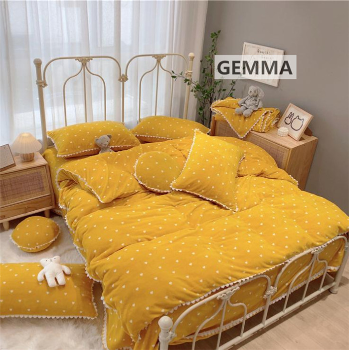 布団カバー 4点セット ベッドカバー ドット 水玉 ふわふわ