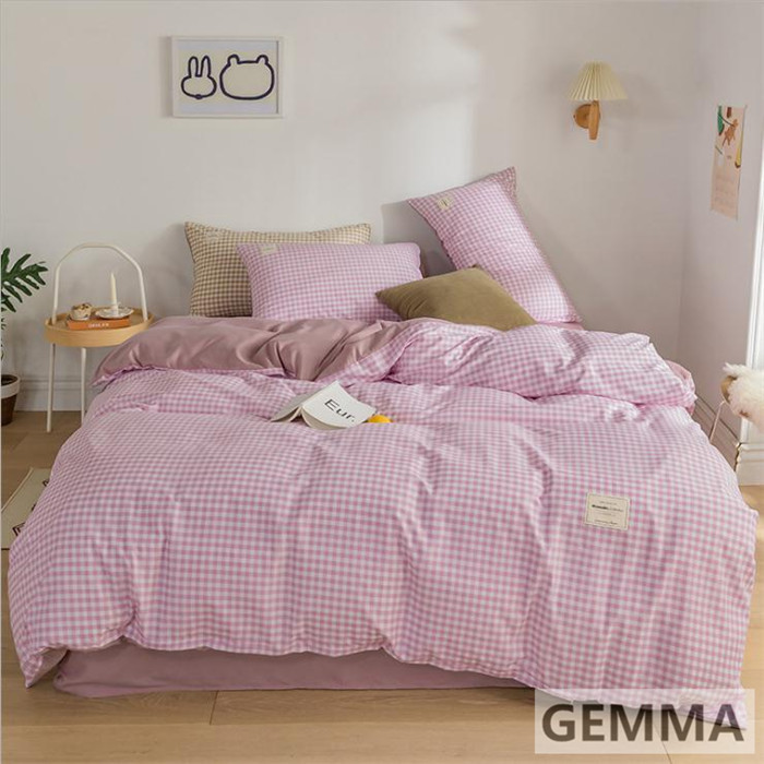布団カバー ベッドカバー 4点セット 格子縞 チェック柄 シンプル