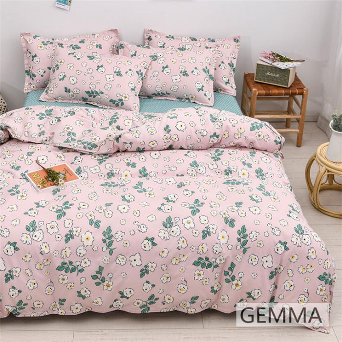 布団カバー 4点セット シングル シンプル 花柄 チェック柄 通気 吸湿