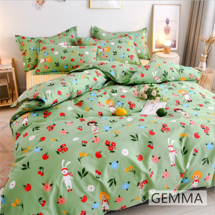 布団カバー 4点セット シングル シンプル 花柄 チェック柄 通気 吸湿