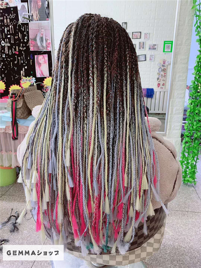 エクステ 三つ編み 編み込み ダンス ウィッグ 付け髪 髪飾り ヒップ