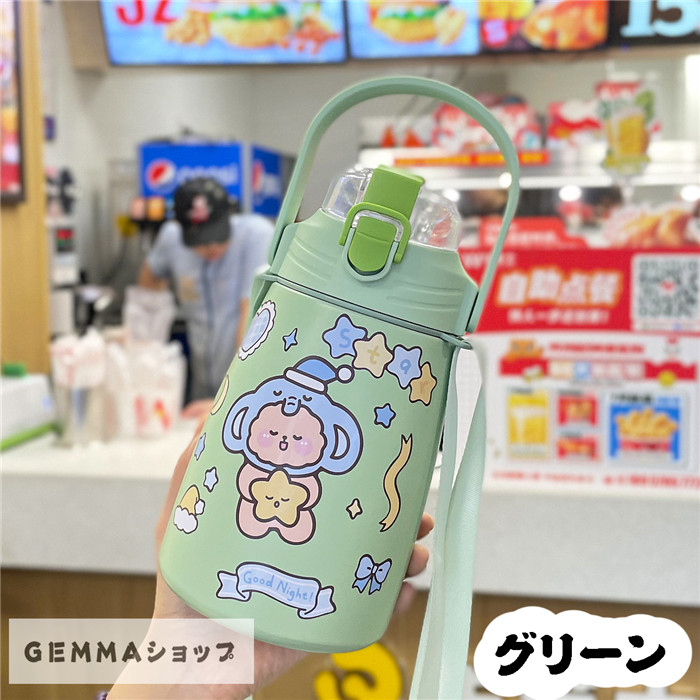 水筒 女の子 男の子 ステンレスボトル ワンタッチ ストロー ボトル おしゃれ 可愛い 子供用 大容量1リットル 斜めかけ可 保温保冷 通学 旅行 プレゼント 人気ブランドの