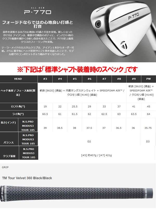 TaylorMade テーラーメイド ニューP・770 アイアン 5本セット(#6