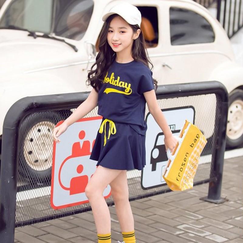 韓国子供服 女の子 入学式 発表会 夏装2点セット Ｔシャツ スカート