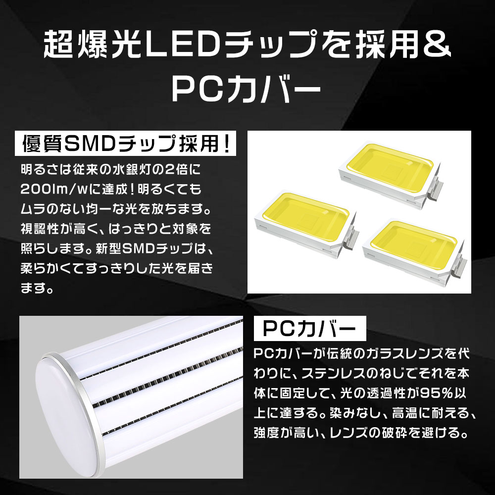 コーン型led電球 400W相当 コーンライト LED水銀ランプ LED照明 高天井用led電球 60W 全光束12000LM 水銀灯からledへ交換  E39 全方向発光 天井用照明 工場作業灯