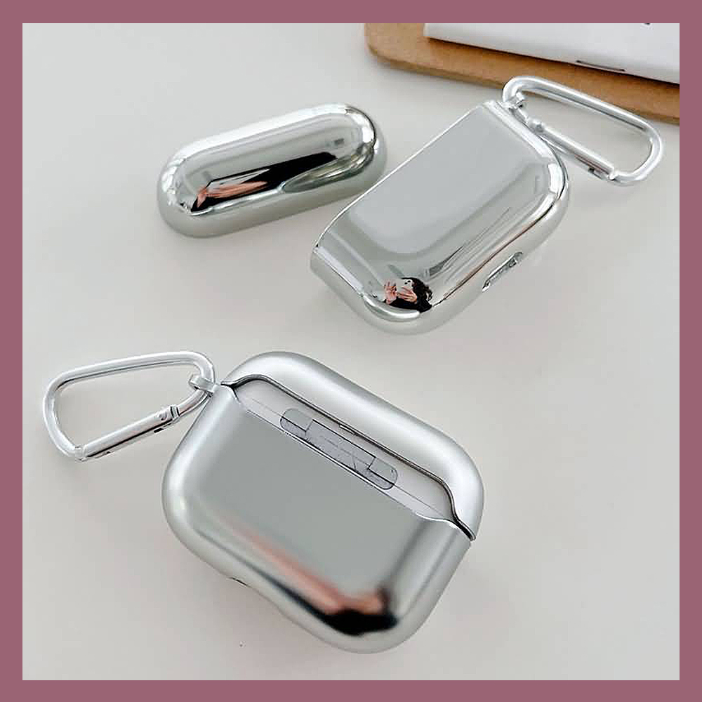 airpods pro2 カバー ワイヤレスイヤホン ケース シルバー メタリック