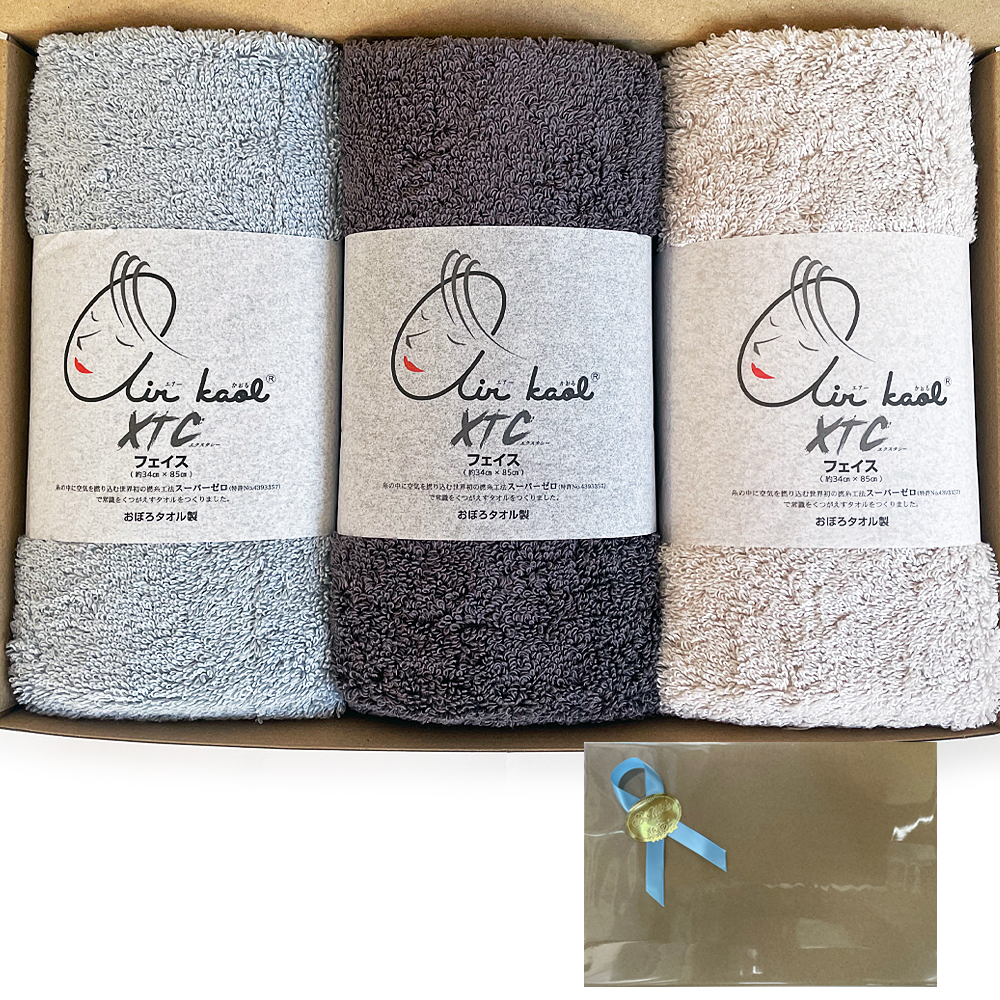 エアーかおる 箱入りギフト エクスタシー フェイスタオル3色 クラフト