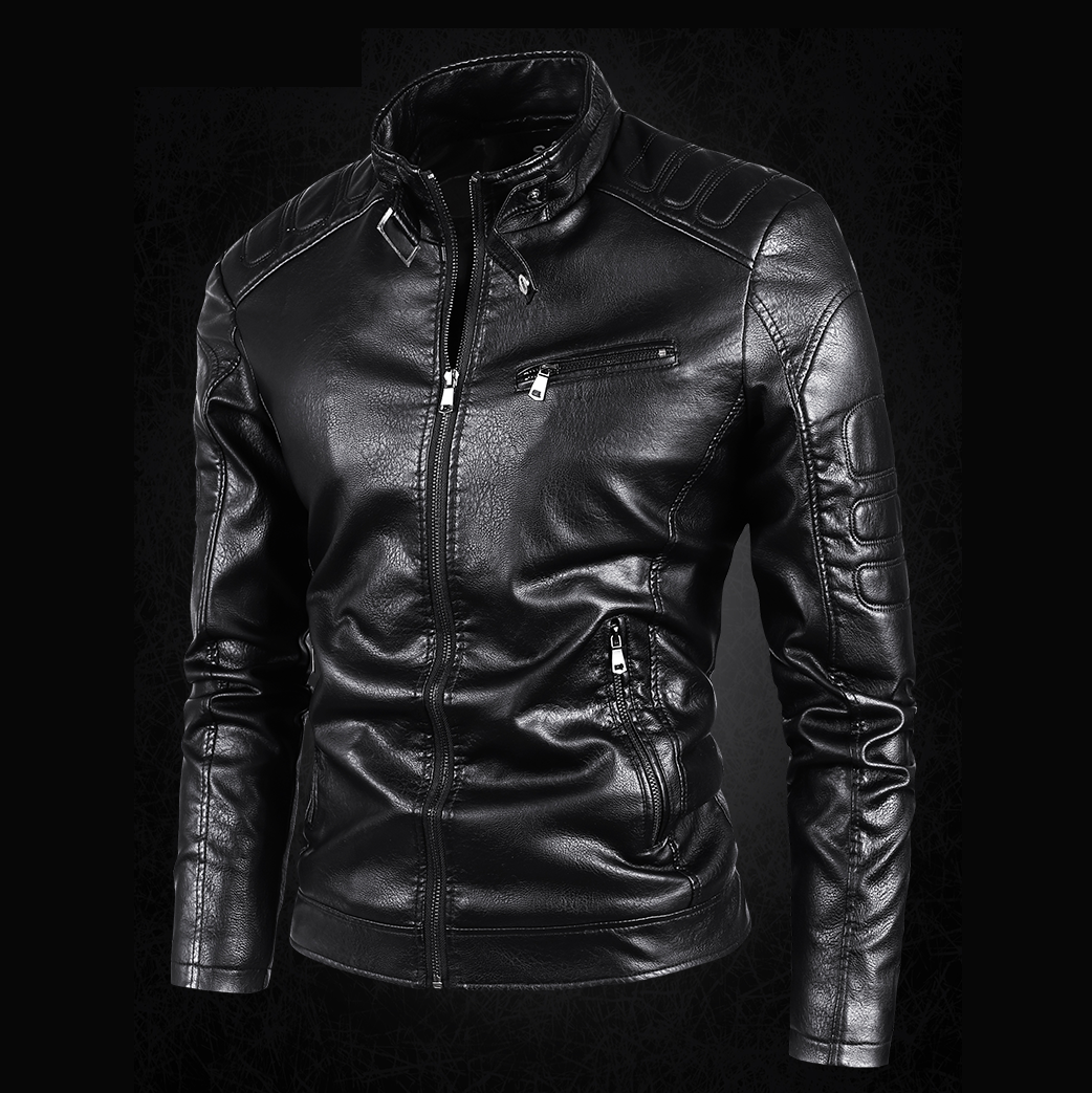 [男女共用]★BADBLOOD★LEATHER ma-1 Jacket★レザージャケット ☆韓国人気☆BADBLOOD☆Duncan Leather Racer Jacket (BADBLOOD