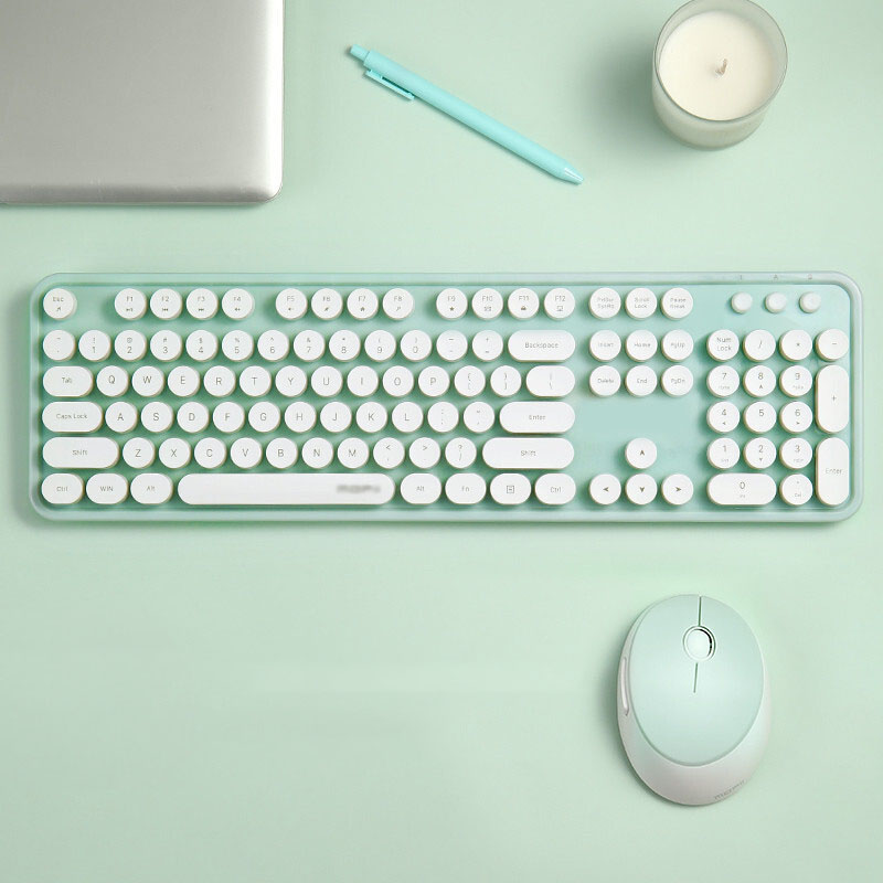 ブルートゥースキーボード マウス セット 9色 タイプライター かわいい 小さめ ワイヤレスキーボード コンパクトキーボード 軽量 Bluetoothキーボード 高性能｜four-leafs-shop｜02