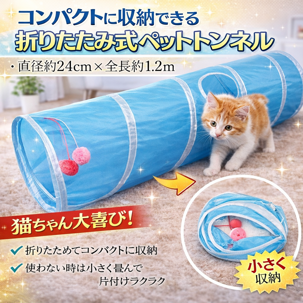 猫用おもちゃ 猫 おもちゃ トンネル ボール カシャカシャ 猫のおもちゃ