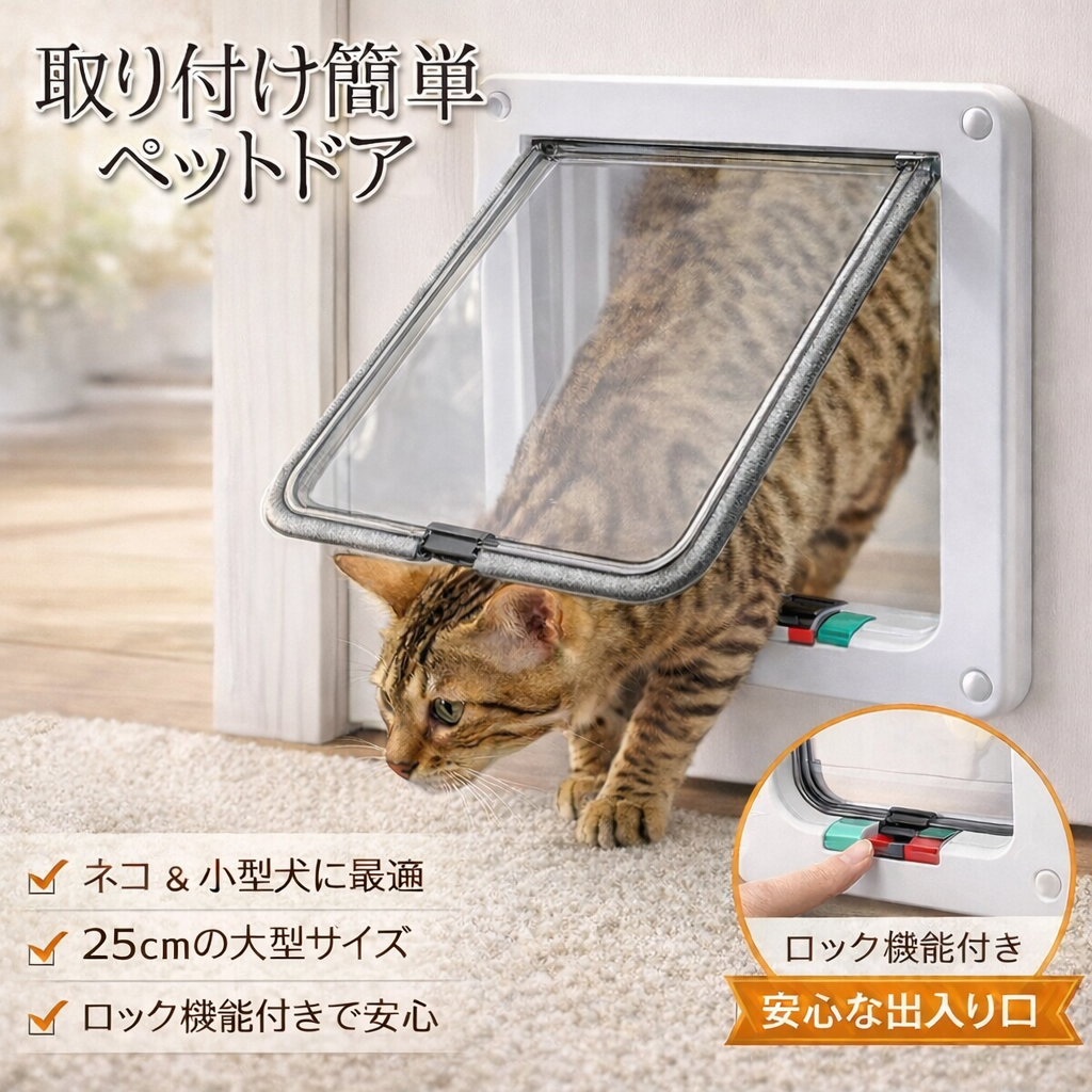 ペットドア 取り付け 自作 工事不要 猫 犬 ペット用ドア 出入口
