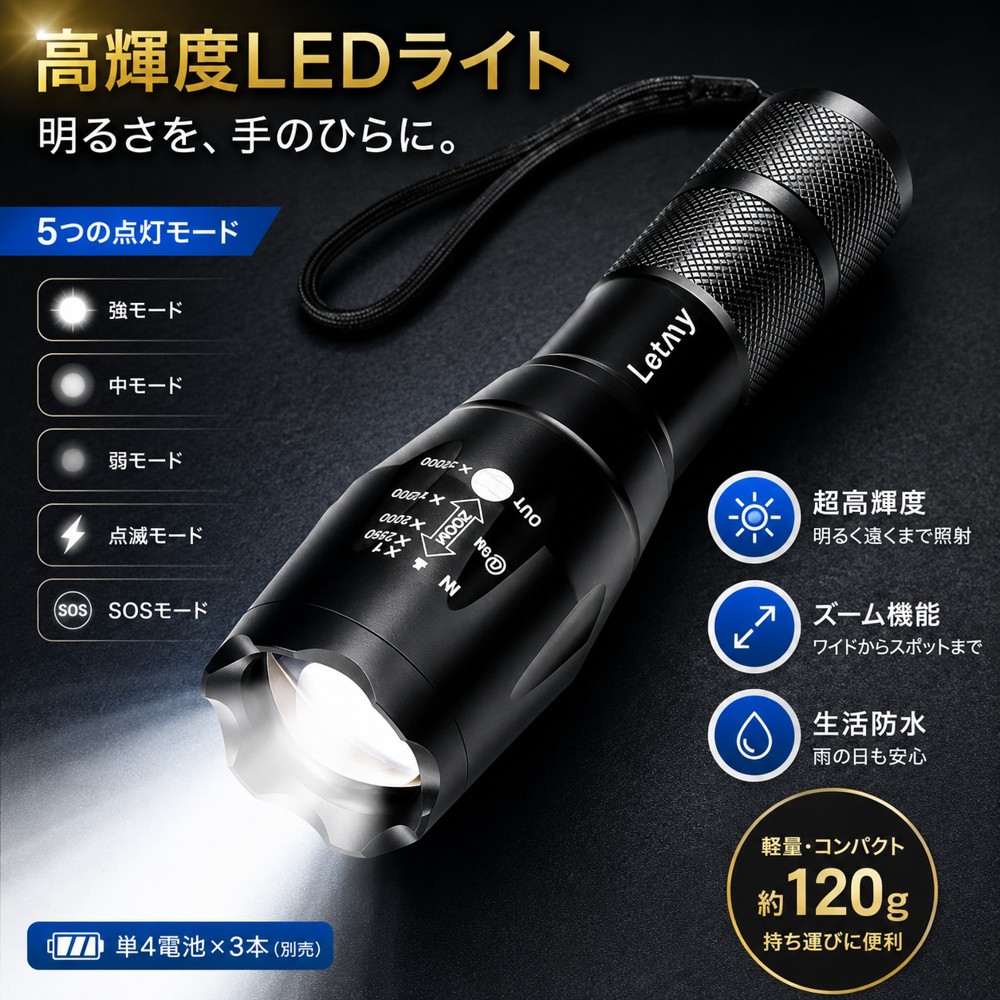 非常用ライト ハンドライト LED 懐中電灯 ホルダー 強力 アウトドア
