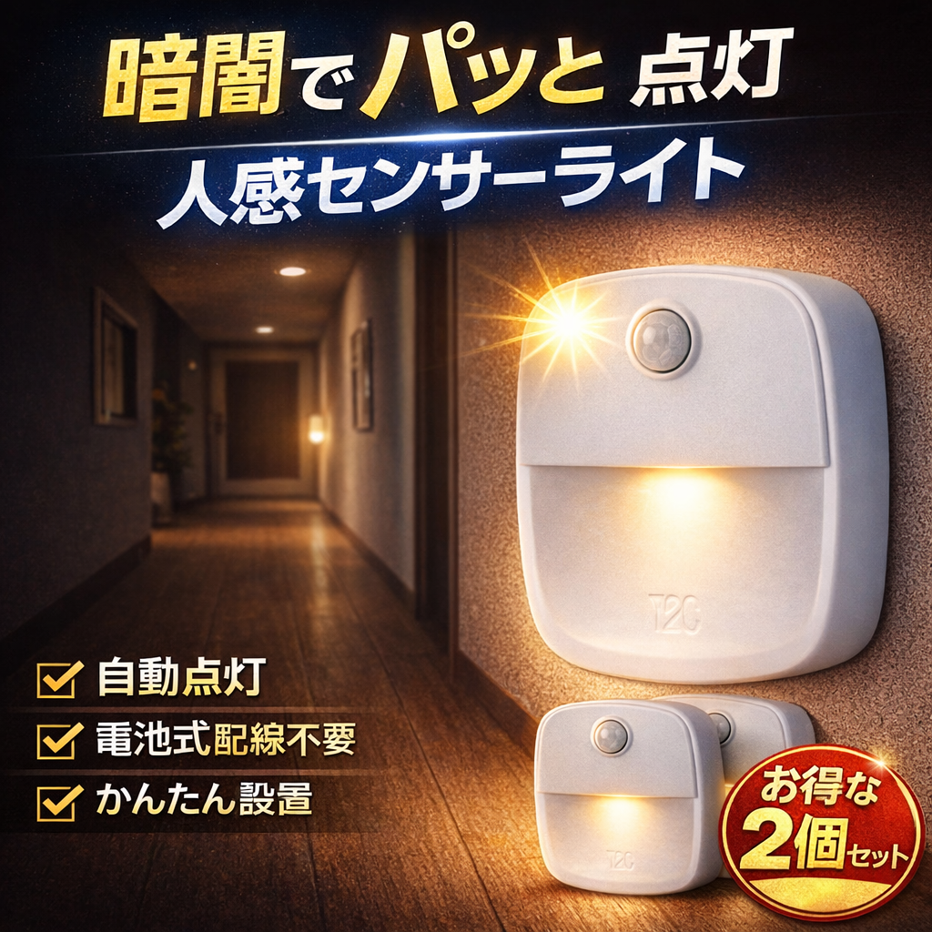 人感センサーライト 屋内 置き型 電池 人感センサー LED おしゃれ