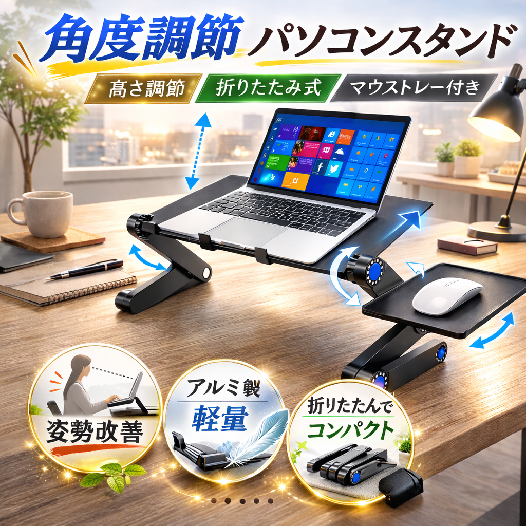 パソコンスタンド ノート 回転 折り畳み 角度調節 高さ調節 折りたたみ