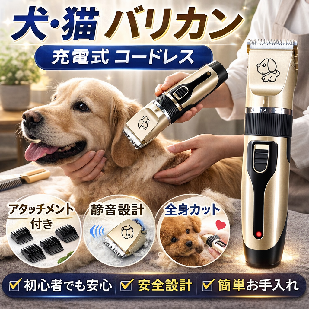 犬 バリカン トリミング 低騒音 日本語説明書付き トリマー カット