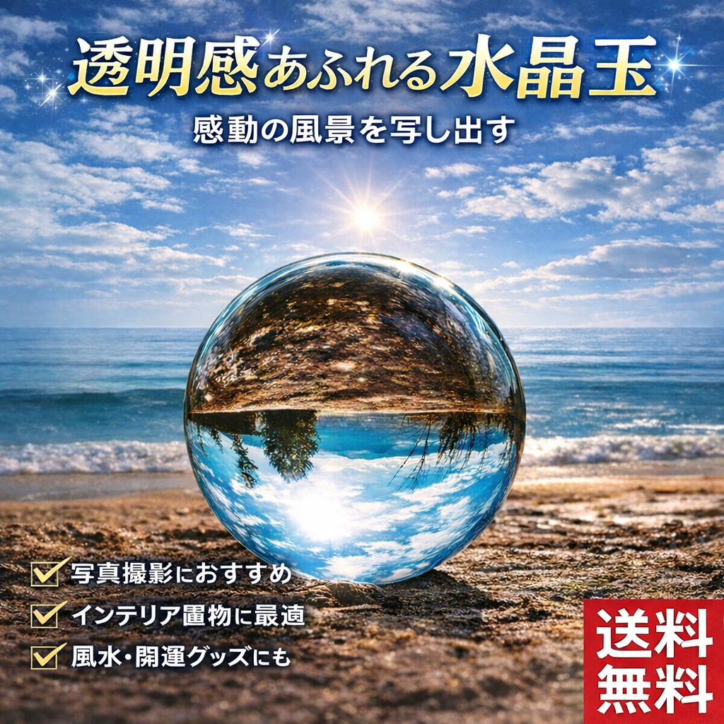 クリスタルボール 水晶玉 写真 大玉 風水グッズ 写真撮影 インスタ