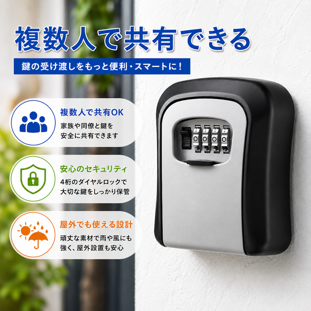 キーボックス 壁掛け 屋外 ダイヤル式 暗証番号 おしゃれ 玄関 金庫