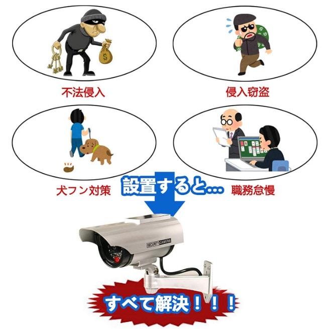 爆買 ダミーカメラ 4台セット ソーラー パネル搭載 屋外 玄関