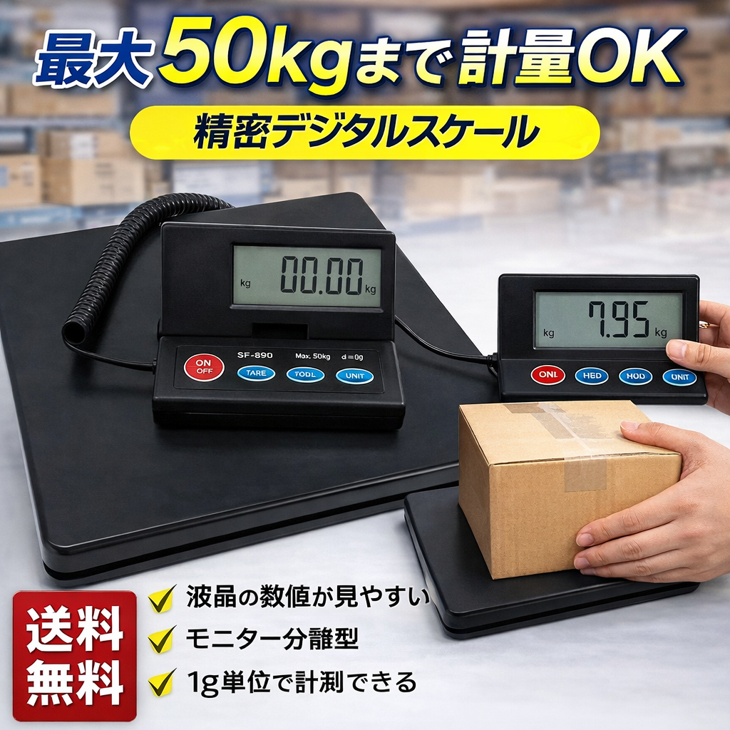 はかり デジタル 秤 50kgまで軽量可能 キッチン 小型 業務用 電子秤 