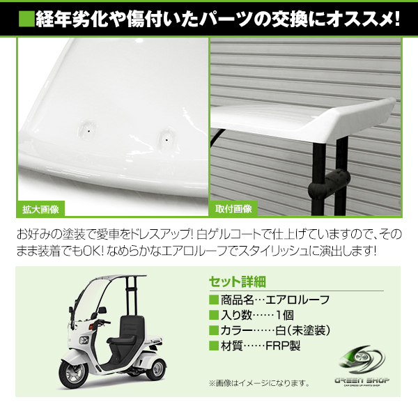 送料無料 ジャイロキャノピー エアロルーフ FRP製 白ゲルコート