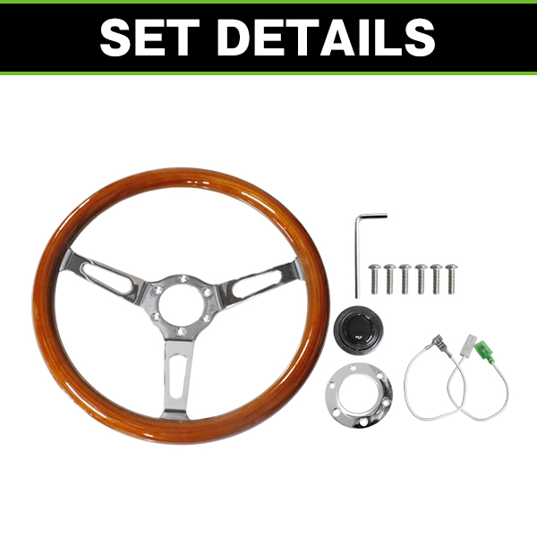 送料込に変更　モモ ステアリング 3スポーク ウッド MOMO形状対応 ステアリング ウッド×メッキスポーク 直径35cm ハンドル