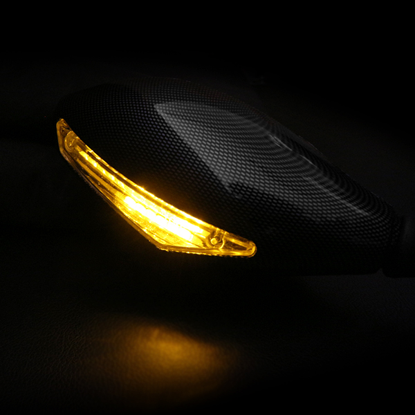 LED ウインカー付き バックミラー カーボン調 スクエア 左右