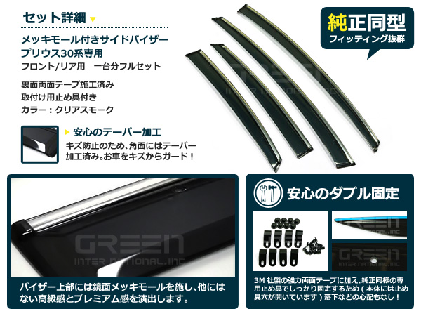 送料無料 サイドバイザー ドアバイザー プリウス 30系 H21.5